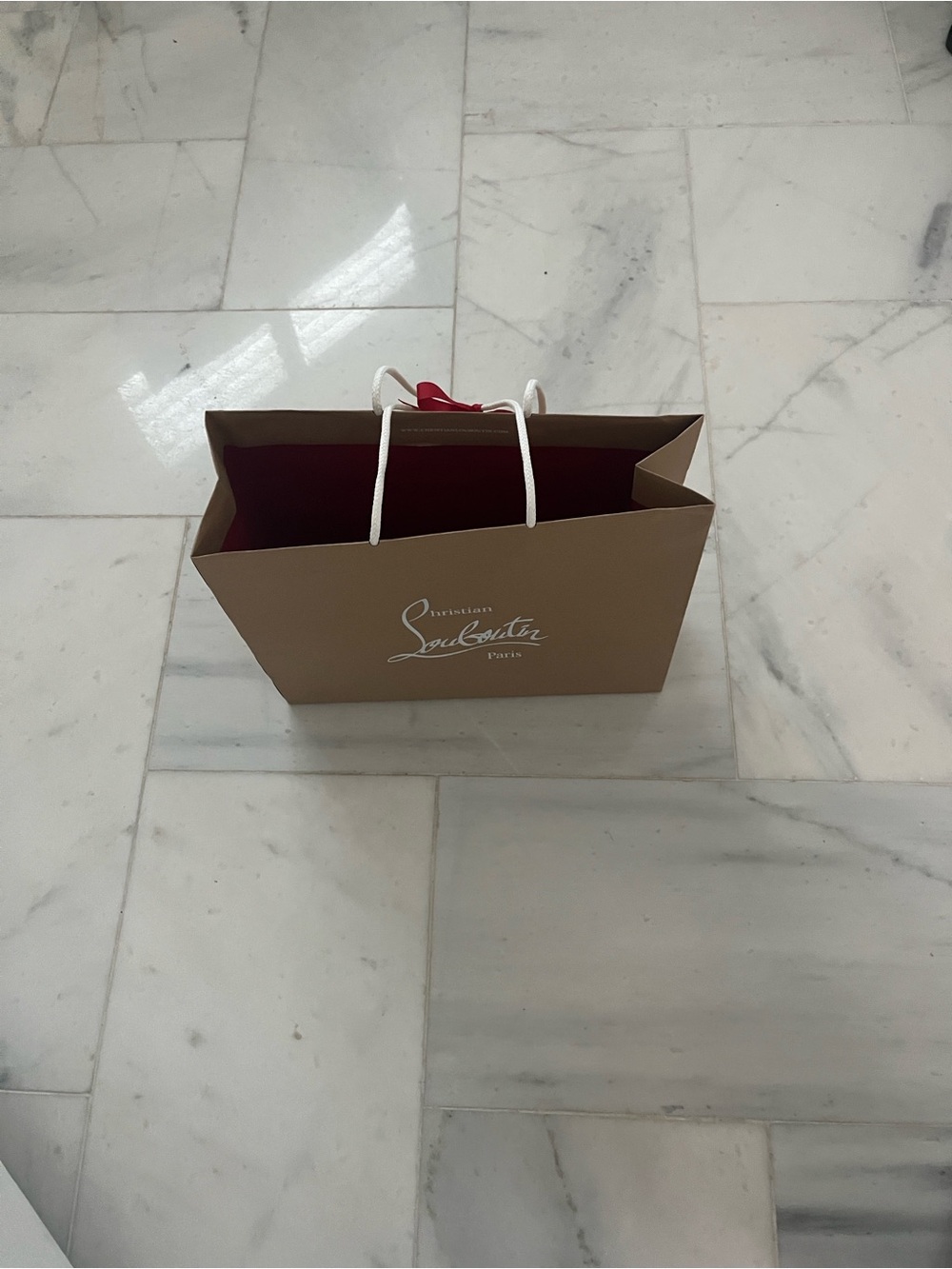 Christian Louboutin Tan Shopping Tote with Red Interior - Picture 3 of 7